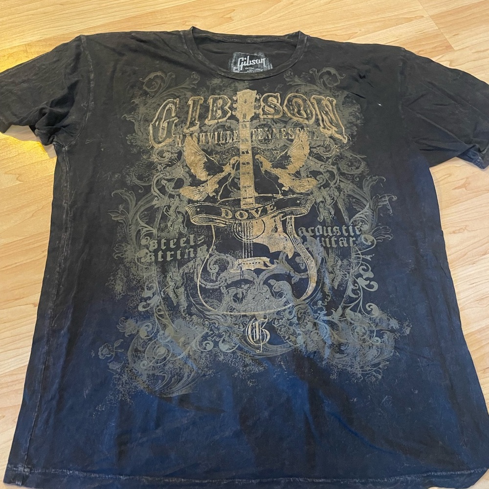 Gibson Distressed Black and Gold Tee